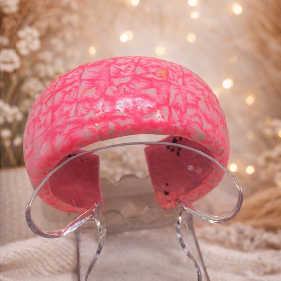 Pink Swirl Power Set – Handmade Polymer Clay Bracelet & Earrings - Picture 10 of 11